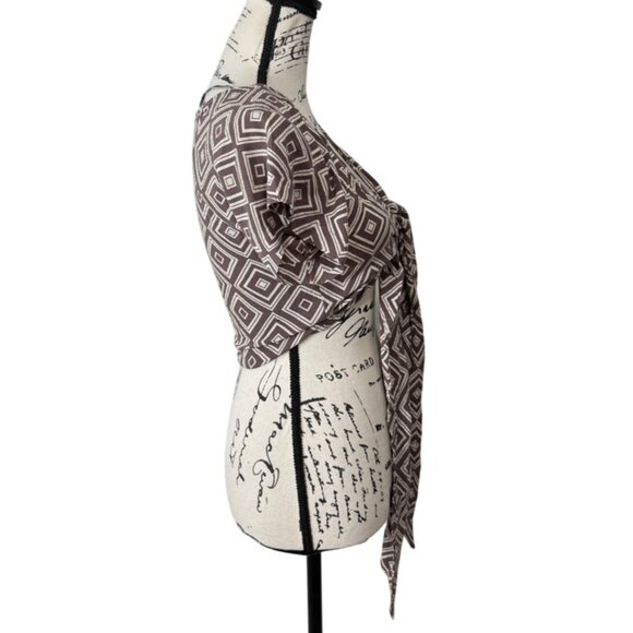 Volcom Womens Cropped Top Retrospectacle Printed Tie-Front Size S - Picture 2 of 8